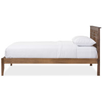 Baxton Studio SW8028-Walnut-M17-King Loafey Modern Solid Wood Window-Pane Style King Size Platform Bed